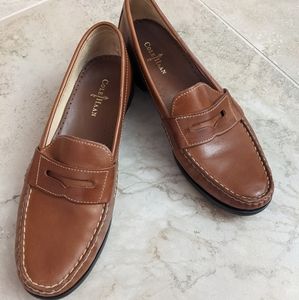 COLE HAAN BROWN LEATHER PENNY LOAFERS